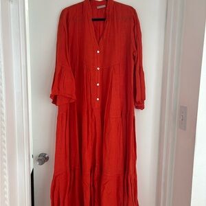 Elegant Red Button-Down Dress